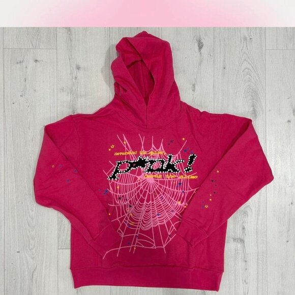 Pink cotton hoodie with spider web design #punkrock - Picture 1 of 4